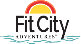 Fit City Logo with Sunset and Waves